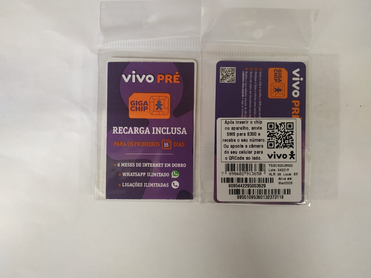  - Chips - Central - unidade    Cod. CHIP VIVO COM RECARGA